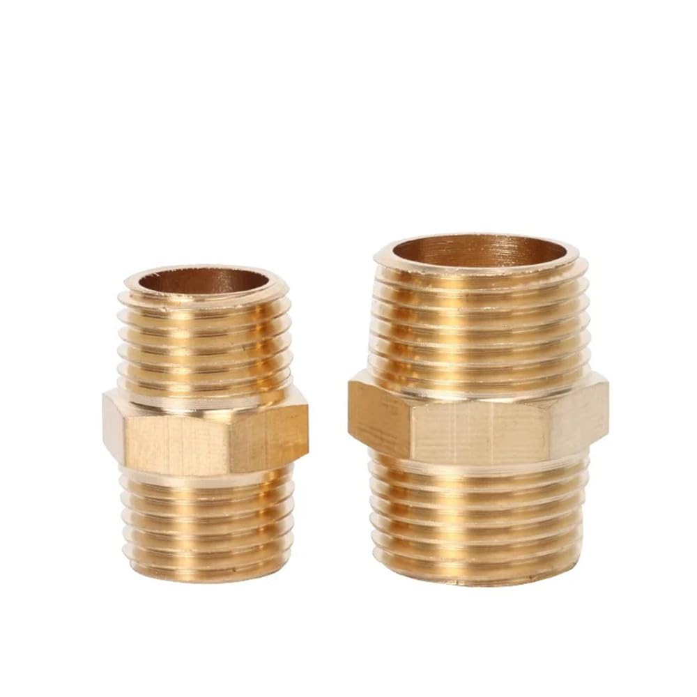 Racores de latón para mangueras, Adaptador de acoplador hexagonal for tubería de latón BSP de 1/8, 1/4, 3/8, 1/2, 3/4 y 1 pulgada, casquillo reductor.(3l4 to 1,10 pcs)