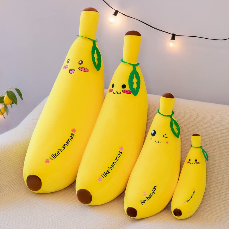 champracer Banane PlüSchtier Puppe Wurfkissen, PlüSch Kuscheltier Banane PlüSchkissen Spielzeug, Schmusetier Geschenk, zum Spielen und Kuscheln für Kinder MäDchen Jungen (35 cm,zwinkern)