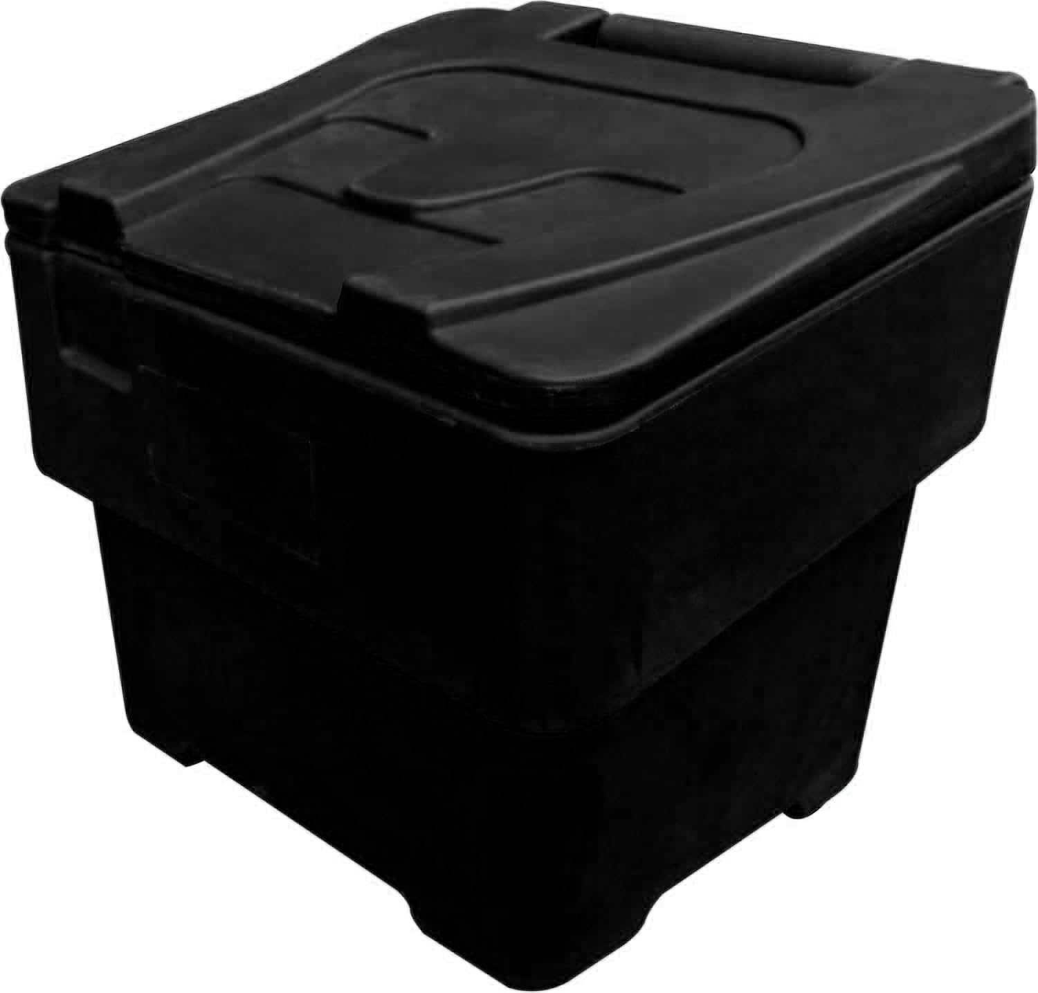 60L Black Grit Salt Bin Stackable Lockable Heavy Duty Containers 50 x 47 x 47.5