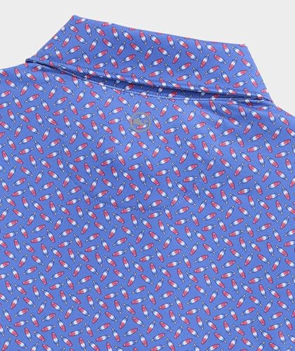 Image of vineyard vines Boys' Printed Sankaty Polo, Bomb Pop Tide Blue, S
