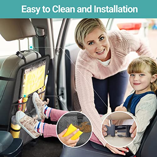 Ecurfu Backseat Car Organizer, Back Seat Protectors Kick Mats, Car Storage Bag With Ipad Tablet Holder + 6 Storage Pockets For Kids Toddlers, Travel Accessories #TOP2