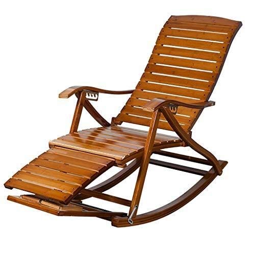 Chaise longue de jardin en bambou à bascule inclinable zéro gravité confortable