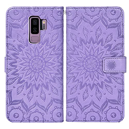 Phone Case For Samsung Galaxy S9 Plus Wallet Cases With Tempered Glass Screen Protector And Leather Flip Cover Card Holder Stand Cell Accessories Glaxay S9+ 9S 9+ S 9 9Plus S9Plus Women Purple #TOP4