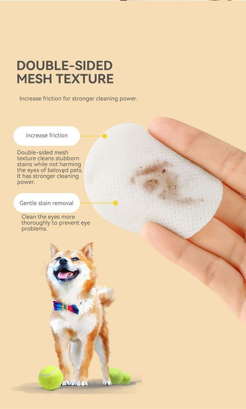 CRAZYABBS Eyes Wipes for Dogs & Cats Upgraded Pro Version, Vet-Recommended Dog Eye Wipes Hypoallergenic, Dog Tear Stain Remover, Remove Debris, Mucus & Discharge - 100ct, Unscented 3