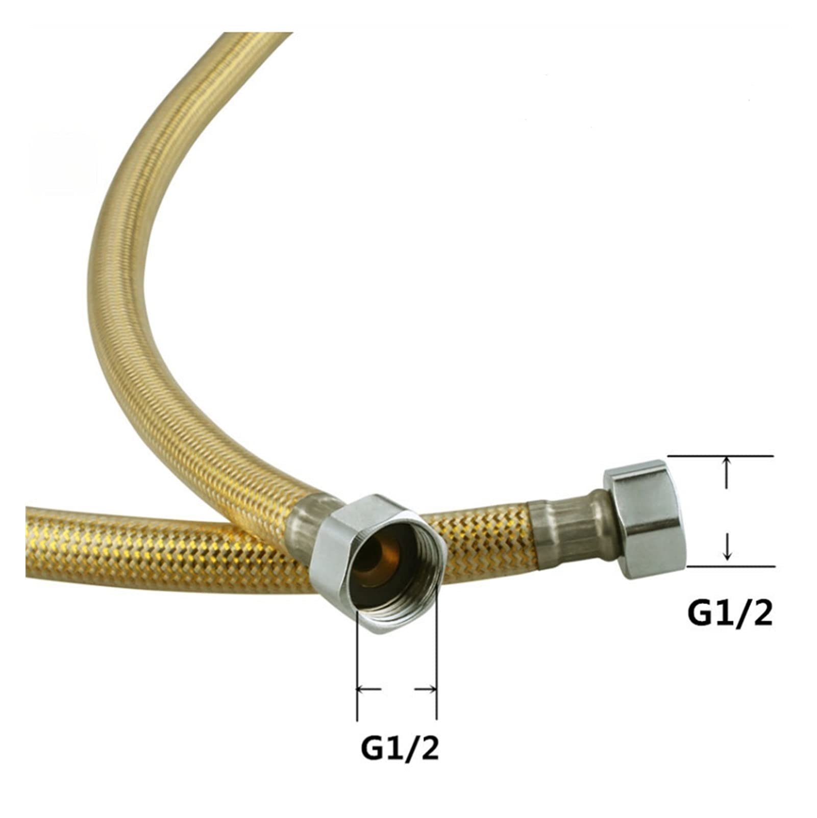 QWERTYUI Golden Faucet Plumbing Hose 400/500/600MM Angle