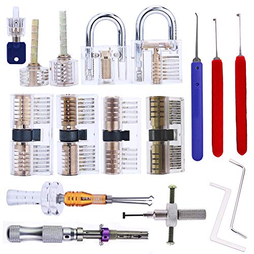 Loboo Idea Paquete de 9 candados transparentes de práctica y herramientas profesionales...