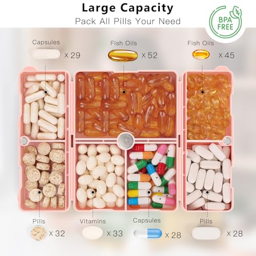 Image of FYY Travel Pill Organizer, Pill Box Medicine Case-2pcs Navy Pink