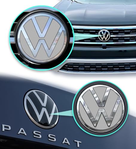 Image of IPG Decal Made for VW 2021 Passat Polo Tiguan Golf Rear /Front Emblem Logo Decals Stickers Set (4 Units) (Reflective White)