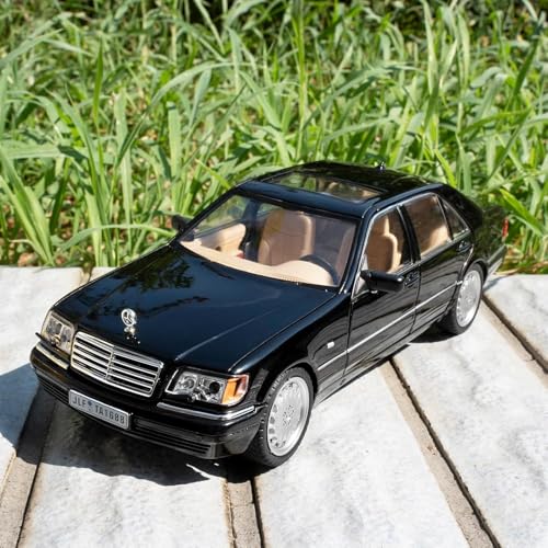 Image of 1:24 Benz W140 S320 Model Car, Diecast Collectible Pull Back Toy Car, Retro Classic Car with Sound and Light for Adults, Kids, Boys (Black)