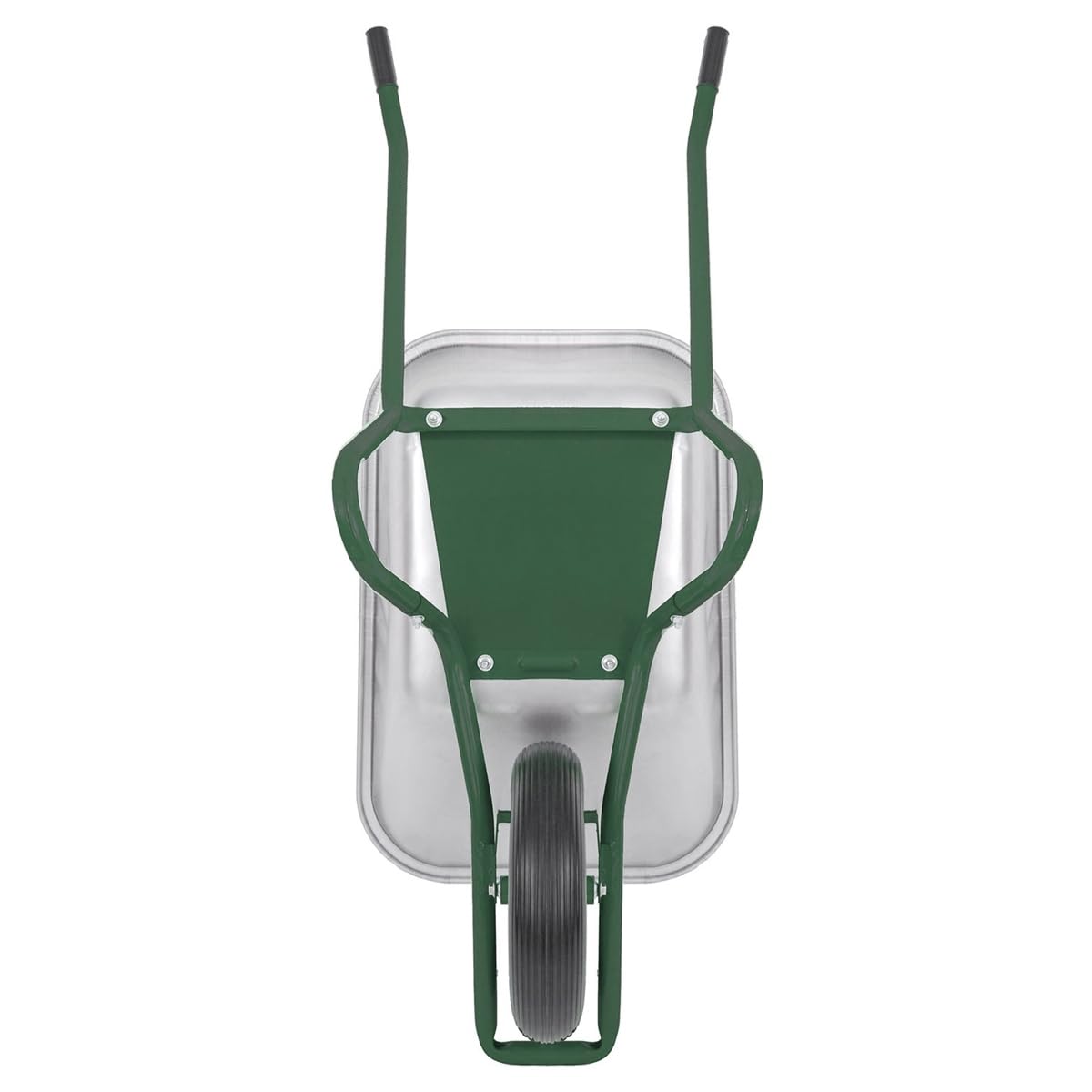 Matrix Schubkarre Profi 100l Liter 250 kg mit zusätzlichem Bodenblech pannensichers PU-Rad Schubkarren groß Garten Scheibtruhe Bauschubkarre | Mulde verzinkt | Metall Felge mit Kugellager | Farbe grün