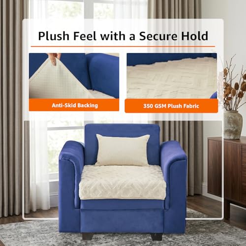 Image of Amazon Basics - Rabbit Fur Make Your Own Sofa Cover |70cm x 70cm| Microfiber Sofa Slipcover | 350 GSM (Beige, 1 Seater)