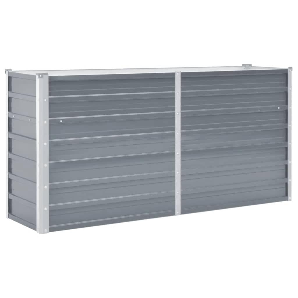 vidaXL Garden Raised Bed, Galvanised Steel, Grey, 160x40x77 cm, Plant Box, Weather-Resistant, Durable, Open Bottom, Outdoor Garden Planter, Vegetable and Herb Bed, for Patio, Backyard — image 1
