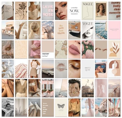 Image of Pack of 54 Soft Netural Wall Collage Kit Posters - 4 x 6 Inches Wall Decor Poster - Wall Art For Bedroom, Living room, Office - 1 Tissue Tape