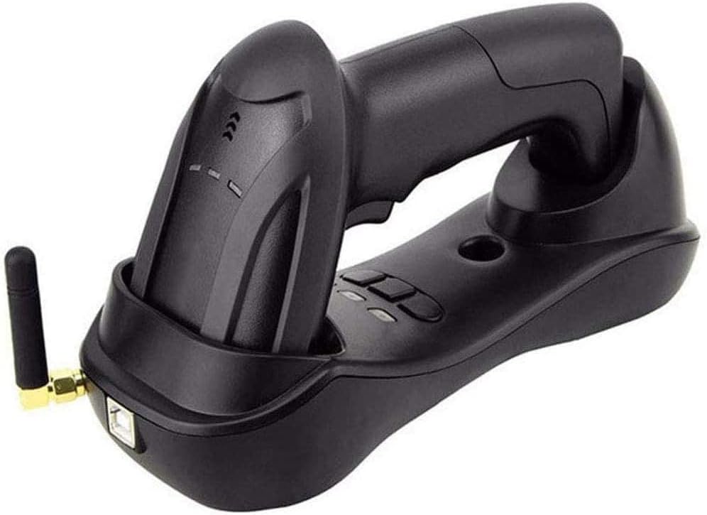 MekUk Barcode Scanner Wireless Barcode Scanner With Cradle, Handheld Laser 1D 2D Cordless Bar Code Reader for Mobile Payment, Convenience Store, Supermarket