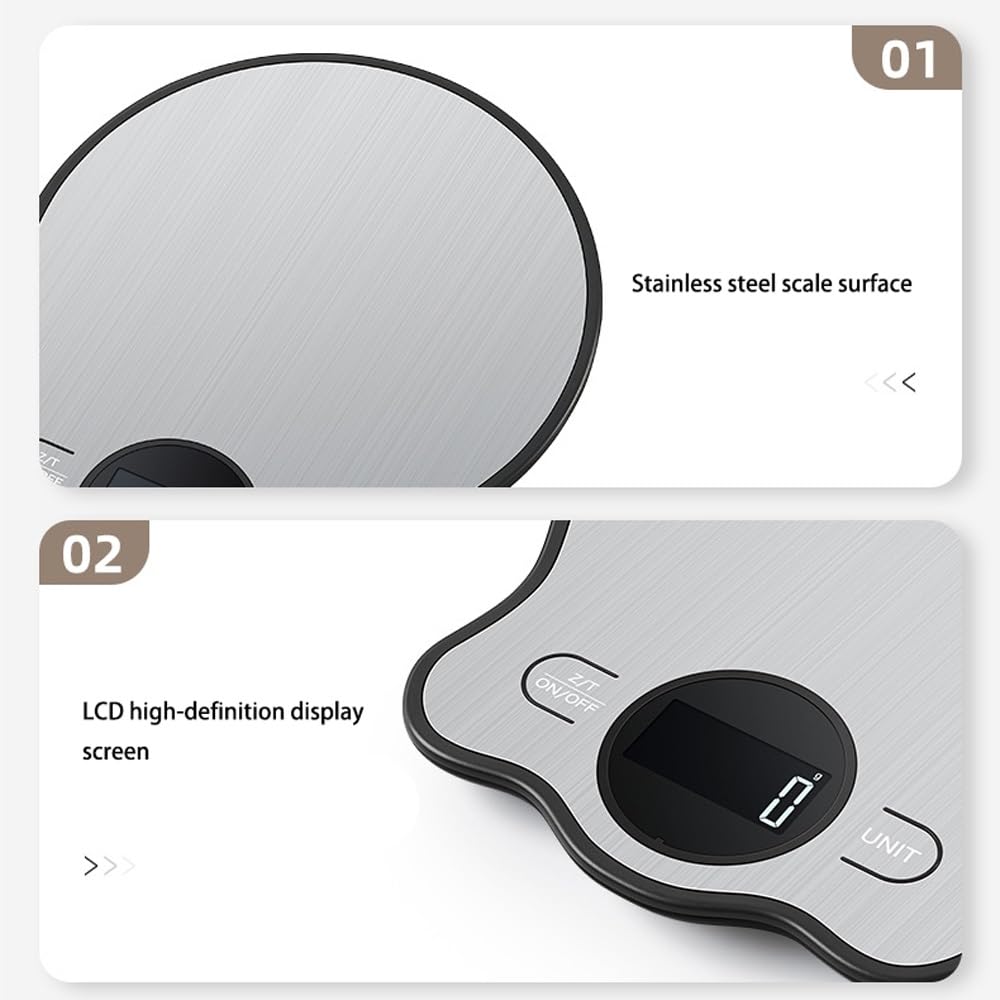 Báscula Digital de Cocina con Pantalla LCD, Báscula Digital de Cocina y Alimentos, Báscula for Onzas y Gramos de Alimentos, Ingredientes Secos y Líquidos(3kg/1g)