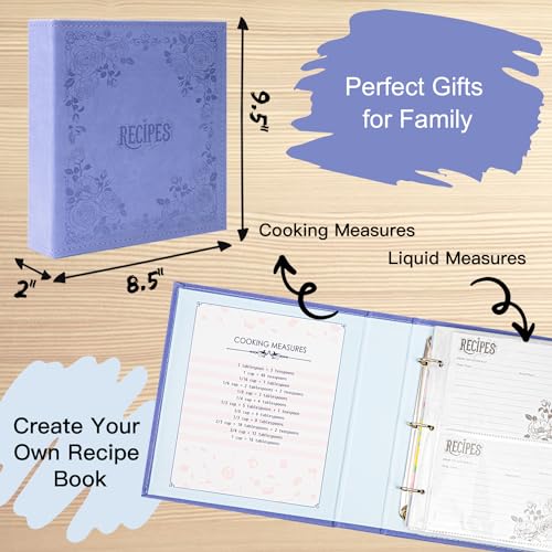 COFICE Recipe Book to Write in Your Own Recipes, 8.5x9.5 Recipe Ring Binder with PU Faux Leather Cover, 4x6 Cards and Tabbed Dividers,Purple by COFICE - Image 4