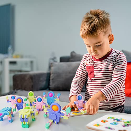 Fidwod 8Pcs Pop Fidget Spinner Toy- Transformable Sensory Robot Fingertip Toy - Party Favors Pack For Kids Adults - Stress Relief Autism Goodie Bag Stuffers - Birthday Gifts Prizes For Boys #TOP4