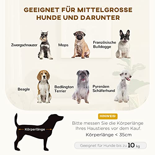 PawHut Hundesofa, Haustiersofa mit Samtoptik, Katzensofa mit Kissen, Hundebett, Hundecouch mit Erhöhtem Design, Hundesessel mit Holzbeine, Grau, 68 x 68 x 35 cm