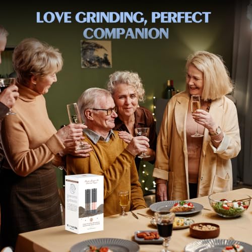 Image of Electric Salt and Pepper Grinder Set Automatic Battery Pepper Mill Shakers Adjustable Coarseness Upgraded Larger Capacity with Led Home and Kitchen Appliances(Dark Gray)