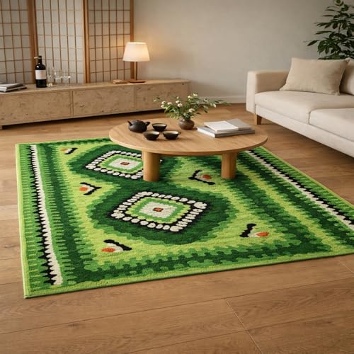 Alfombra pasillo antideslizante Rururug de fácil cuidado verde 2