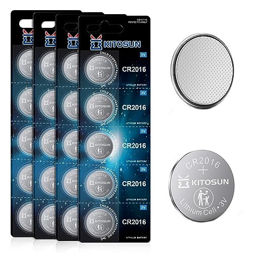 CR2016 Batteries 3V Lithium Cell - 3 Volt CR 2016 Coin Button Lithium Battery for Toyota Camry Rav4 Car Key Fob Remote Control LED Light Candles Garage Door Opener Monitor Bathroom Scale (20 Pcs)