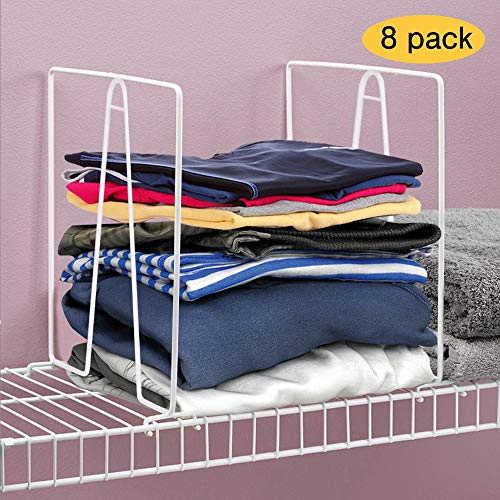 Kosiehouse Shelf Divider for Wire Closets System, Sturdy Metal Shelf Closet Storage