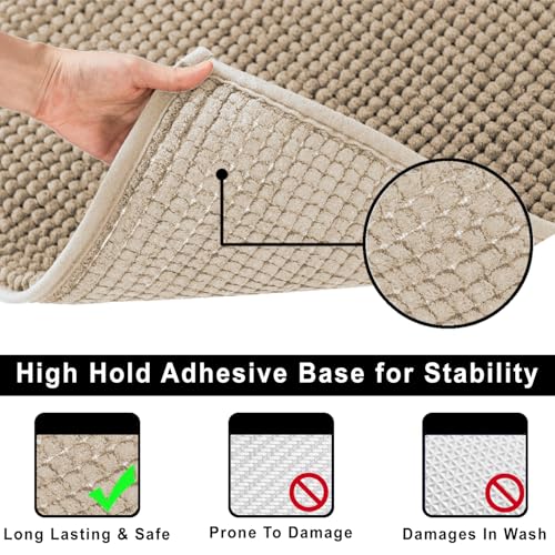 Image of LUXE HOME INTERNATIONAL Shaggy Chenille Bath Mat Extra Soft Super Absorbent Anti Skid Slip Popcorn Door Mats for Home Entrance, Bathroom, Bedroom, Kitchen, Floor Mat (45x75 cm Beige) Pack of 1