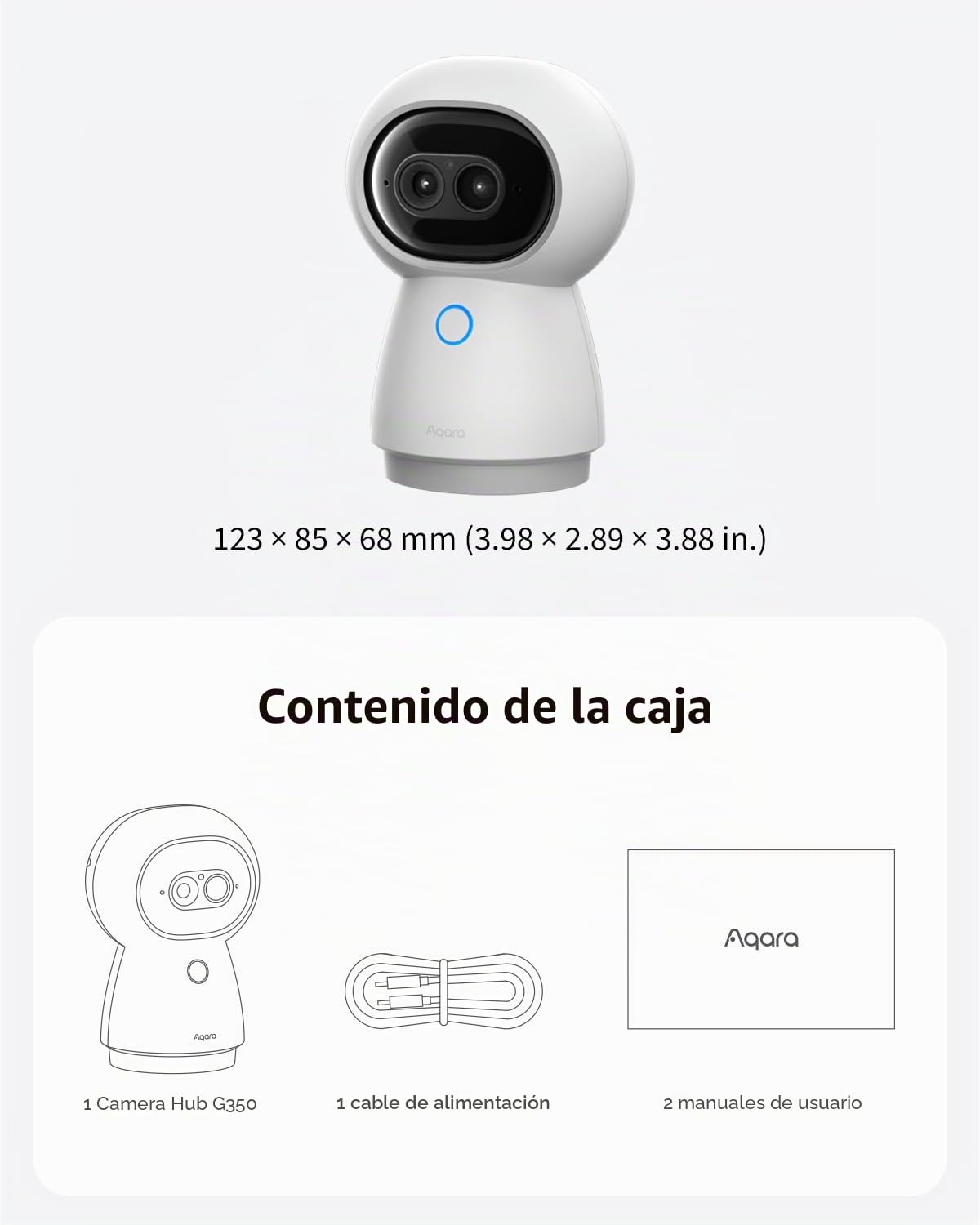 Aqara 4K PTZ Cámara Hub G350, Doble Lente, Zoom 9X, Hub Thread/Zigbee, Seguimiento Automático, Reconocimiento Facial y de Gestos, Compatible HomeKit Secure Video, Alexa, Google Home y SmartThings