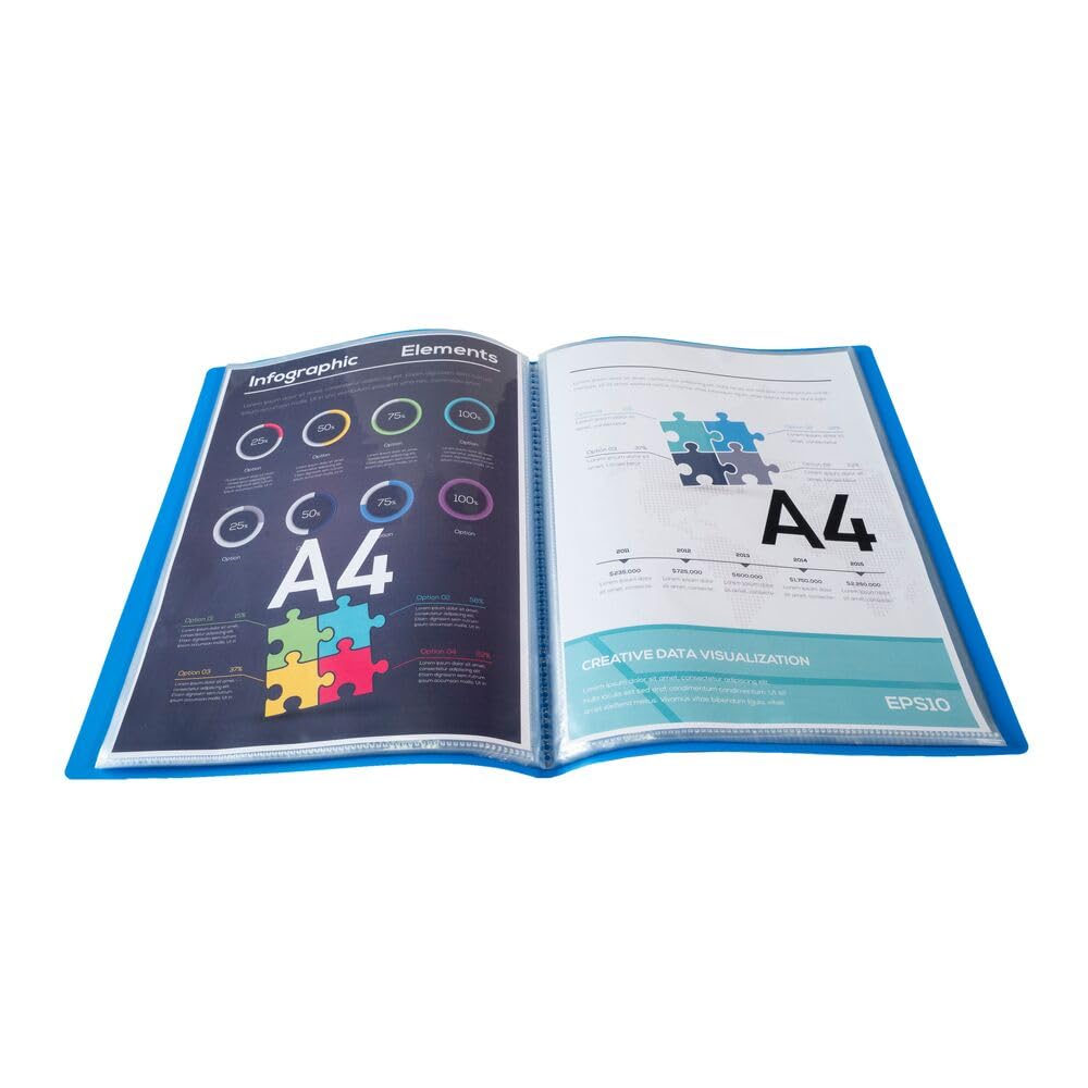 Exacompta 8822E 20er Pack Sichtmappe Opak aus blickdichtem Kunststoff für DIN A4 mit 20 Kristallhüllen perfekt für die Schule und das Büro Aktenhülle Prospekthülle 1 Stück blau