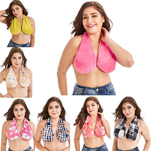 Yaepoip Comfortable Tata Towel Bra, Hanging Neck Nursing Bras, Breast-Feeding Tube Top Suitable for Home Wear, Womens Soft Sport Absorb Water Sweat-Absorb Bras (Color 1,L)