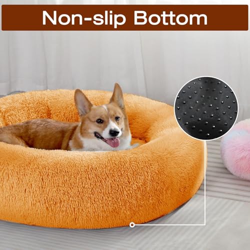Image of JOLLYVOGUE Dog Bed, Calming Anti-Anxiety Large Dog Bed, Fluffy Donut Cushion for Medium and Large Pets (27 inch /30 inch /36 inch)