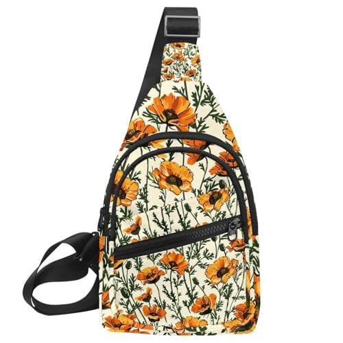 Riñonera cruzada California Poppy con correa ajustable para entrenamiento y running diario