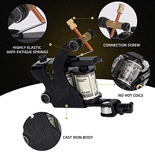 Eiptwh Tattoo Kit One Traditional Machines Gun 10 Color Tattoo Ink Pro Complete Tattoo Kit 64 Pcs Set Sterile Needle #TOP2