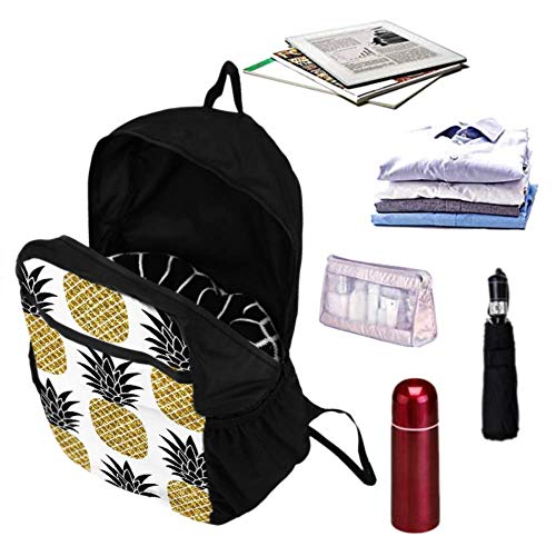 Enevotx Men Hiking Bag Gold Pseudo Glitter Effect Pineapples On White Backpack Daypack Travel Waterproof Daypack Hiking Lightweight Waterproof For Men & Womentravel Camping Outdoor #TOP4