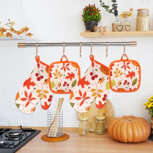 Gants de cuisine et maniques automne lot de 4 pour plats chauds