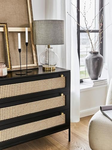 Image of Solid Sheesham Wooden Chest of Drawer with 3 Drawers Multipurpose | Storage Cabinet for Living Room, Bedroom, Hotel & Home, Black Finish, (45D x 105W x 78H Centimeters)
