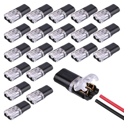 20PCS Quick Electrical Wire Connector - 2 Pin Push Fit Peel Wire Connectors - Free Crimp Terminal for LED Etc