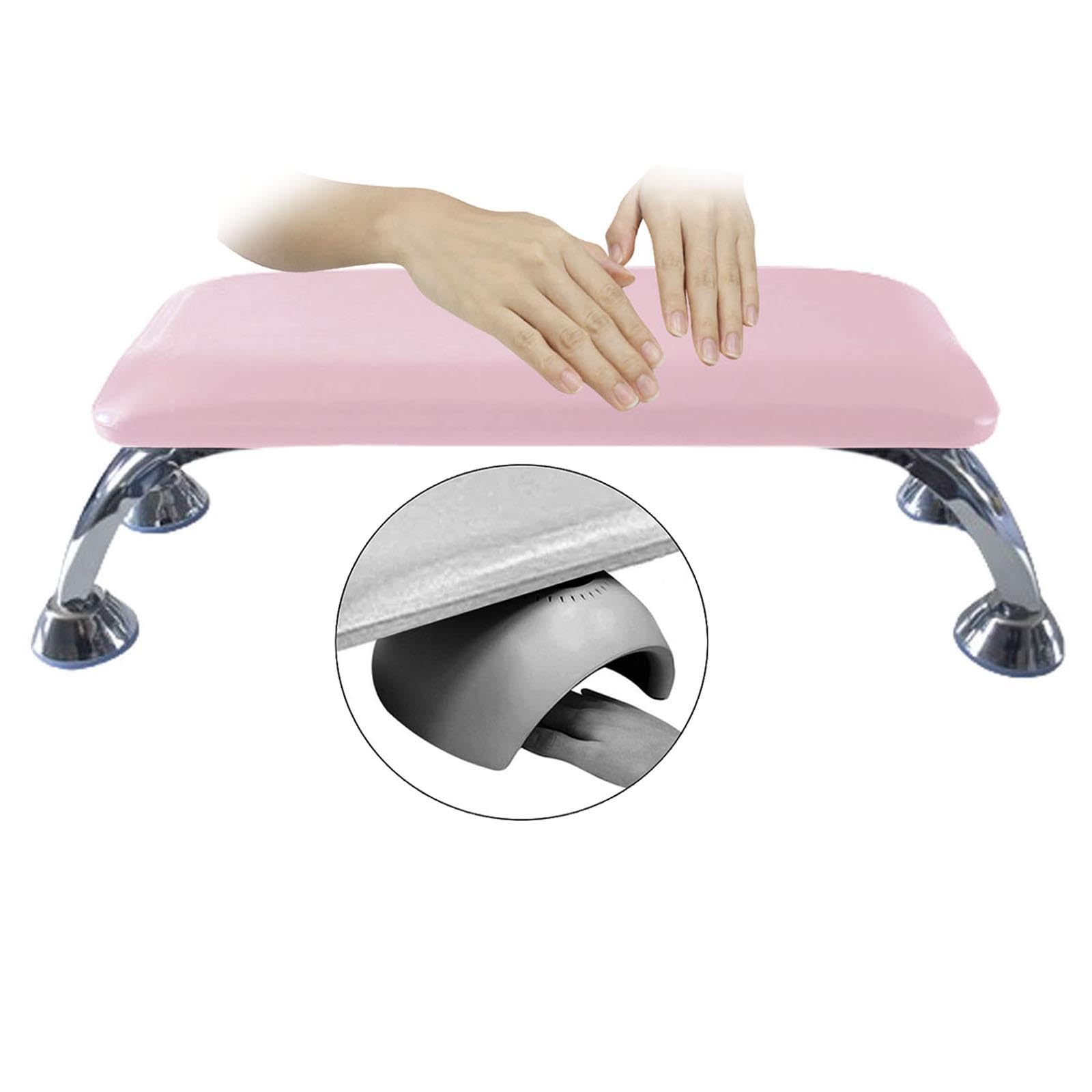 Oshhni Repose-ongles de Manucure, Repose-bras pour Ongles, Professionnel, Coussin de Main, Cuir PU, Repose-main pour Ongles, pour Technicien D'ongles, Indisp, Rose et argent
