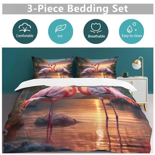 Housse de couette flamant rose microfibre king de qualité supérieure - 4