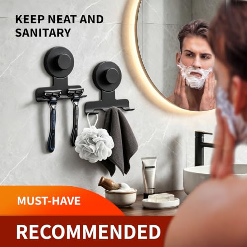 Image of 2026 New Drill-Free Stainless Steel Suction Cup Razor Holder for Shower | Multi-Use | Suction Cup Hooks Razor Holder for Shower, Mirror, Wall, Bathroom, Glass, Hanging Towels - 4 Pack