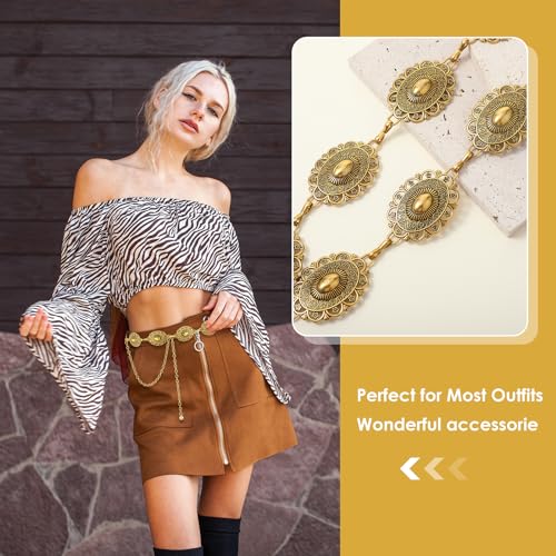 Giantree Western Chain Belt for Women, Silver Concho Link Chain Western Cowgirl Belts for Jeans Dresses2