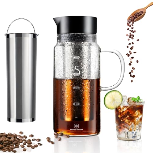 100% Airtight Cold Brew Glass Coffee Maker Iced Tea Maker...