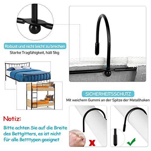 Fittoway Betttasche Bett Organizer Hängetasche Hochbett Aufbewahrungstasche für Buch, Magazin, Spielzeug, Handy, Kopfhörer (Grau) - Image 6