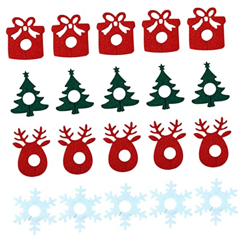 OFFSCH 40pcs Christmas Decorations Wine Glass Felt Rings Themed Drink Markers Cup Labels for Parties