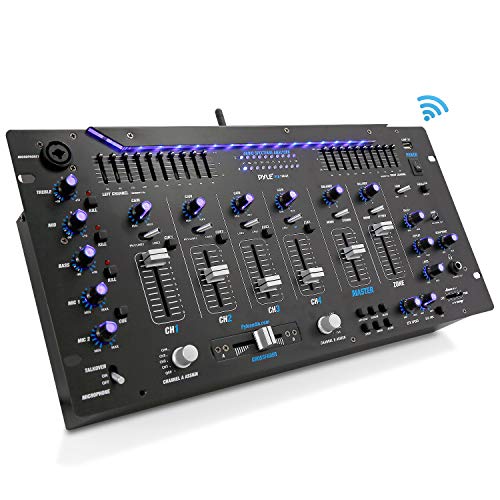 Pyle 6 Channel Mixer, Bluetooth DJ Controller, Stereo Mixer, Professional Sound System, LED