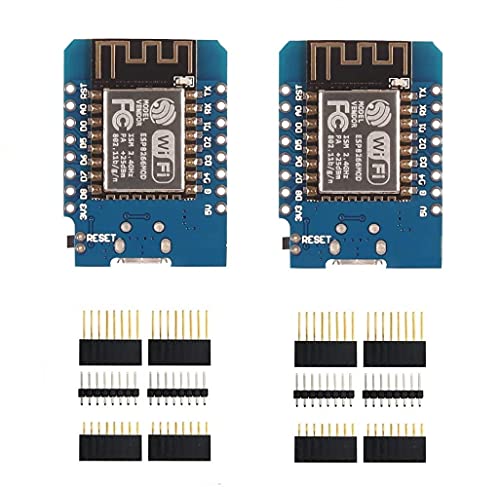 SP-COW 2 Pcs ESP8266 ESP-12F Mini Modules 4M Bytes WLAN WiFi Internet Development Board for Arduino, WeMos ESP8266 Mini