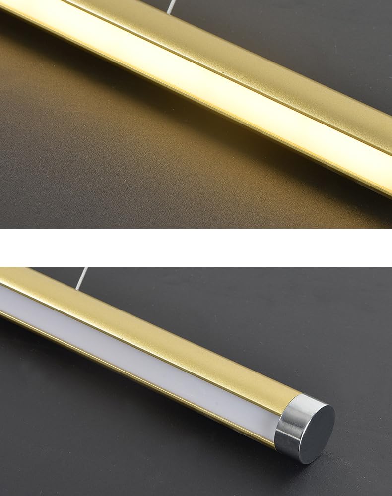 Lampadario a Sospensione dimmerabile con Telecomando, Moderna Lampada a Sospensione Regolabile in Altezza per Sala da Pranzo, Cucina, Ufficio e Bar, Oro 150 cm