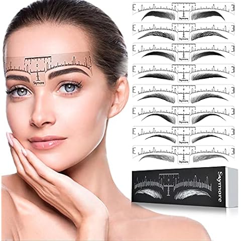 Skymore Eyebrow Ruler, 100Pcs Eyebrow Stencil Microblading Ruler, Disposable Eyebrow Template Eyebrow Ruler Sticker, Eyebrow Shape Kit for Microblading Supplies, 3 Minutes Makeup Tools For Eyebrow Cover
