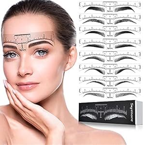 Skymore Eyebrow Ruler, 100Pcs Eyebrow Stencil Microblading Ruler, Disposable Eyebrow Template Eyebrow Ruler Sticker, Eyebrow Shape Kit for Microblading Supplies, 3 Minutes Makeup Tools For Eyebrow