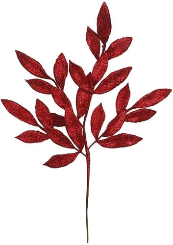 Miniatura 4 de Vickerman Aerosol artificial de hoja de bayleaf con purpurina roja de 22 pulgadas, incluye 12 aerosoles por paquete, espray de purpurina, surtido de